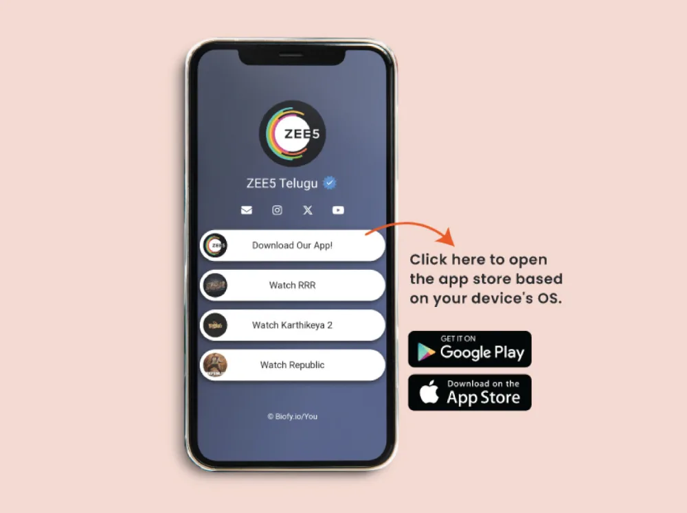 OneLink inside a bio link page