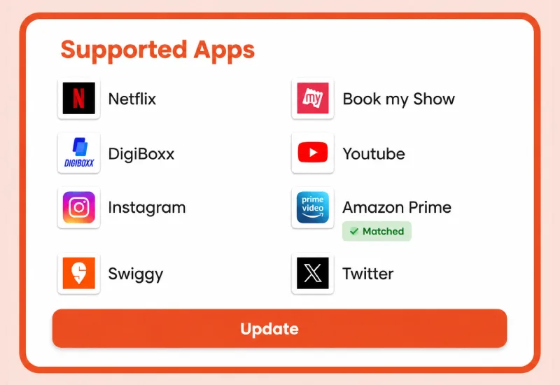 Click update link matched