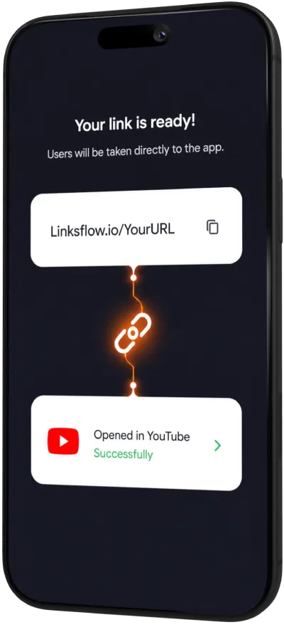 Linksflow YouTube deeplink opening directly in the YouTube app on a smartphone